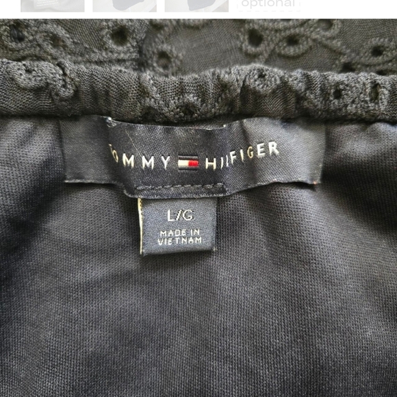 Tommy Hilfiger Women's Black off shoulder Ruffle Eyelet Top - Picture 7 of 7
